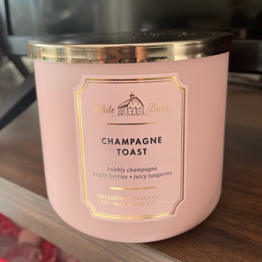 White Barn Pink Candle champagne toast